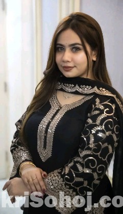 Premium Soft Jorjet With sequence embroidery Three Piece